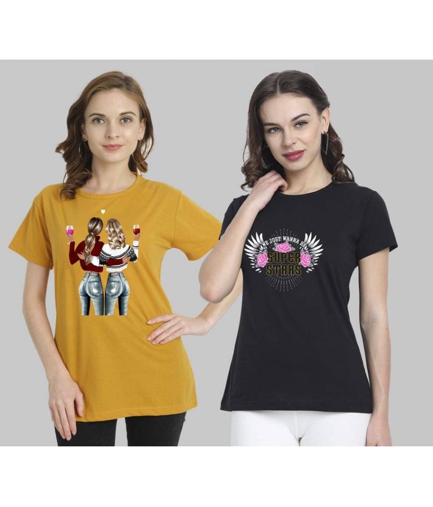 CHOZI Women Cotton Blend Printed Regular Fit Round Neck T-Shirt ( Multi Color )     			CHOZI Women Cotton Blend Printed Regular Fit Round Neck T-Shirt ( Multi Color )