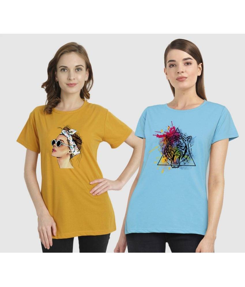CHOZI Women Cotton Blend Printed Regular Fit Round Neck T-Shirt ( Multi Color ) CHOZI Women Cotton Blend Printed Regular Fit Round Neck T-Shirt ( Multi Color )