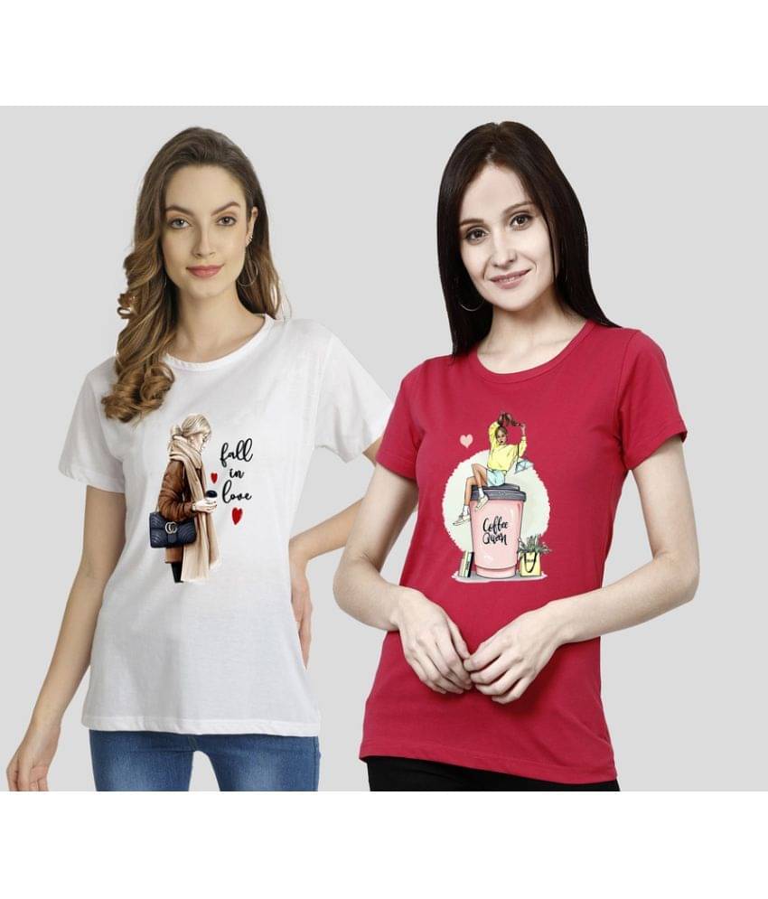     			CHOZI Women Cotton Blend Printed Regular Fit Round Neck T-Shirt ( Multi Color )