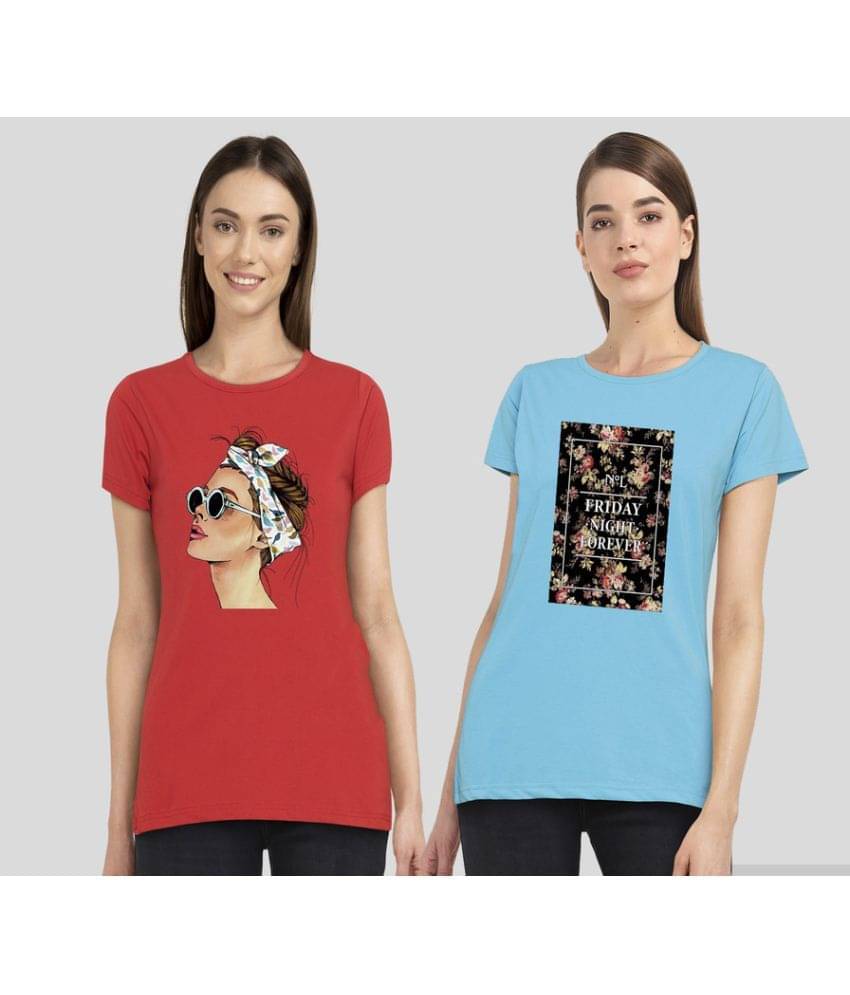 CHOZI Women Cotton Blend Printed Regular Fit Round Neck T-Shirt ( Multi Color ) CHOZI Women Cotton Blend Printed Regular Fit Round Neck T-Shirt ( Multi Color )