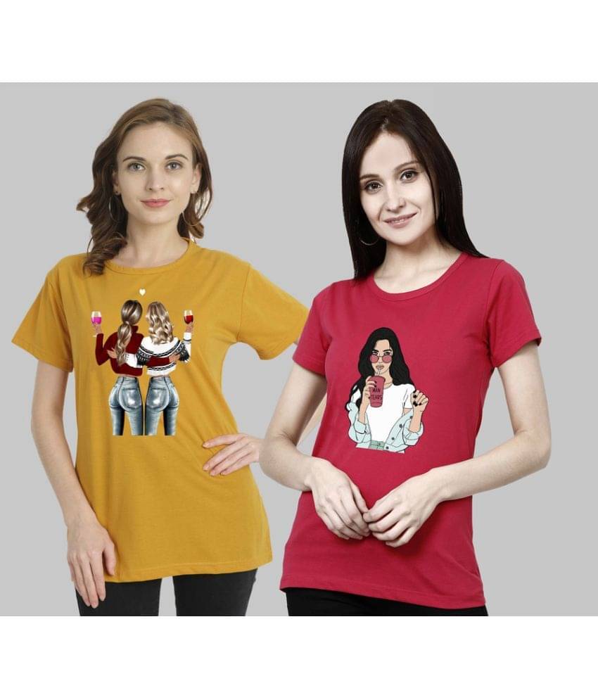 CHOZI Women Cotton Blend Printed Regular Fit Round Neck T-Shirt ( Multi Color ) CHOZI Women Cotton Blend Printed Regular Fit Round Neck T-Shirt ( Multi Color )