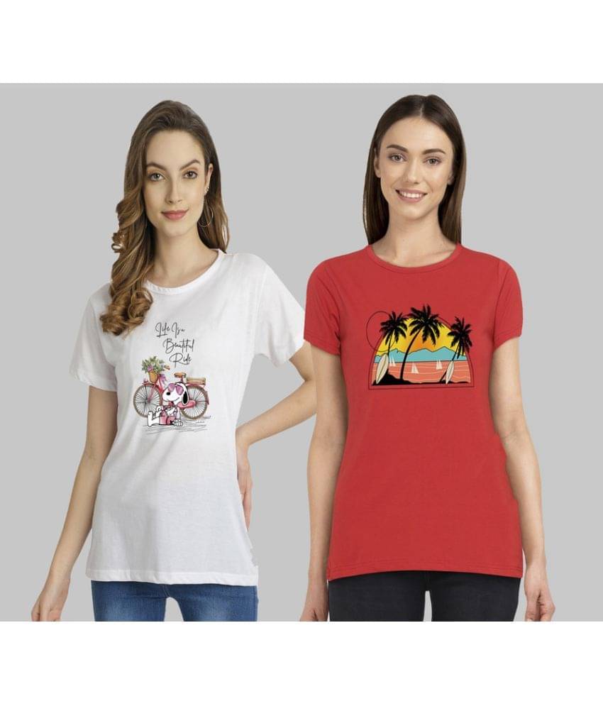 CHOZI Women Cotton Blend Printed Regular Fit Round Neck T-Shirt ( Multi Color ) CHOZI Women Cotton Blend Printed Regular Fit Round Neck T-Shirt ( Multi Color )
