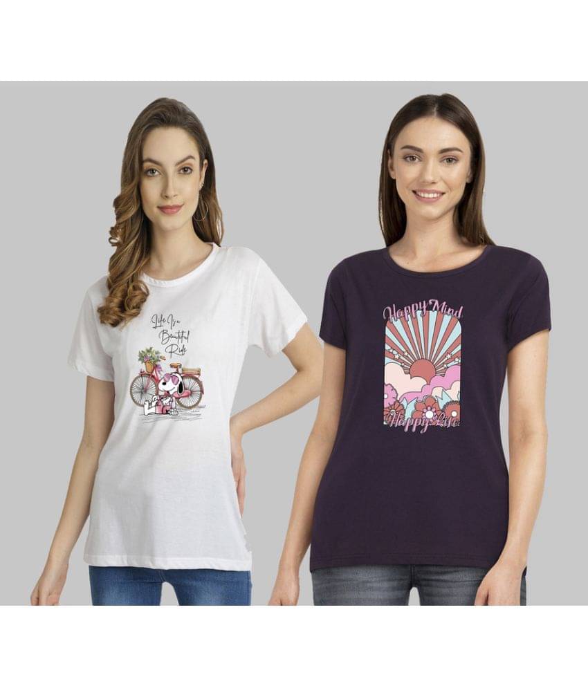 CHOZI Women Cotton Blend Printed Regular Fit Round Neck T-Shirt ( Multi Color ) CHOZI Women Cotton Blend Printed Regular Fit Round Neck T-Shirt ( Multi Color )