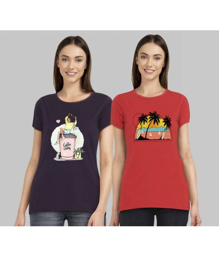 CHOZI Women Cotton Blend Printed Regular Fit Round Neck T-Shirt ( Multi Color ) CHOZI Women Cotton Blend Printed Regular Fit Round Neck T-Shirt ( Multi Color )