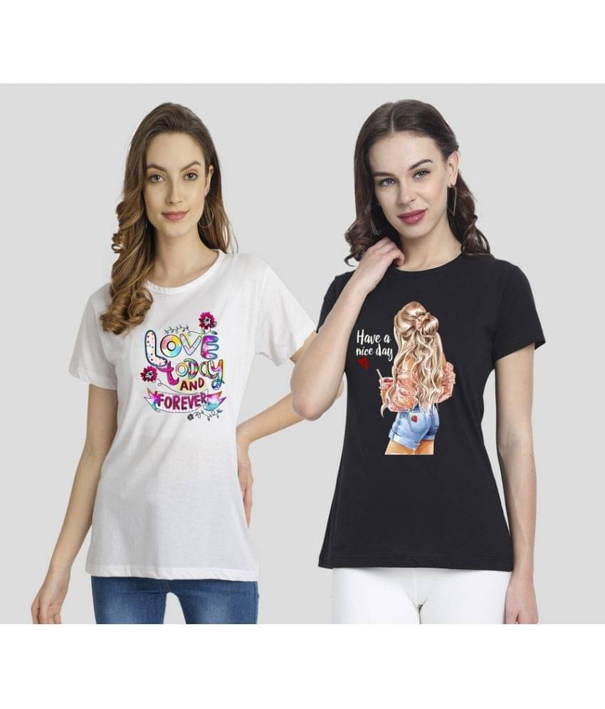    			CHOZI Women Cotton Blend Printed Regular Fit Round Neck T-Shirt ( Multi Color )