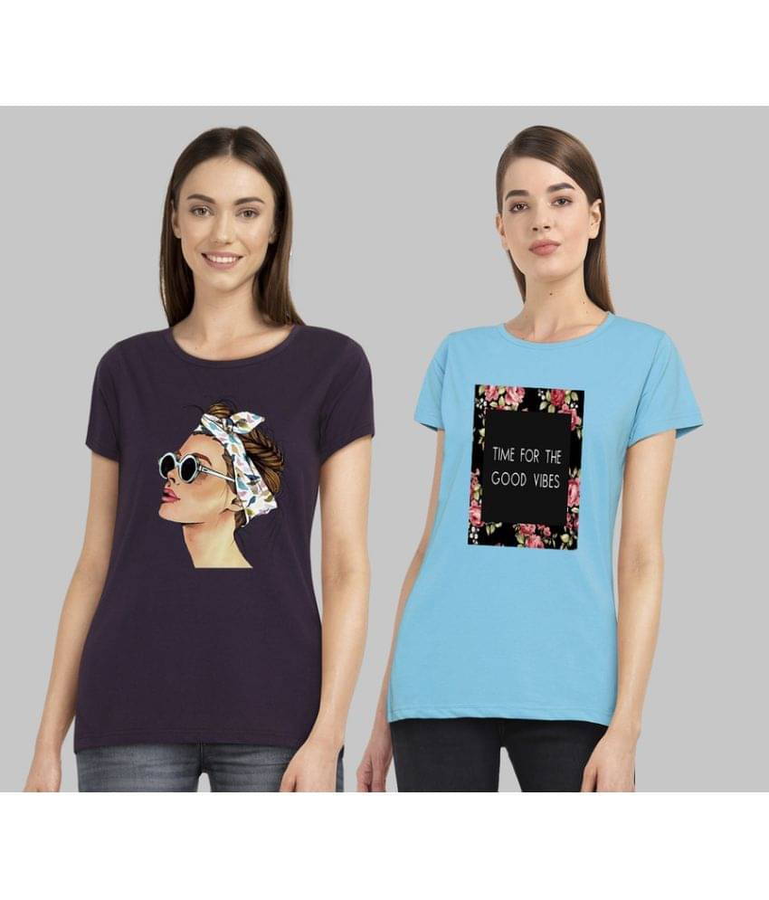     			CHOZI Women Cotton Blend Printed Regular Fit Round Neck T-Shirt ( Multi Color )