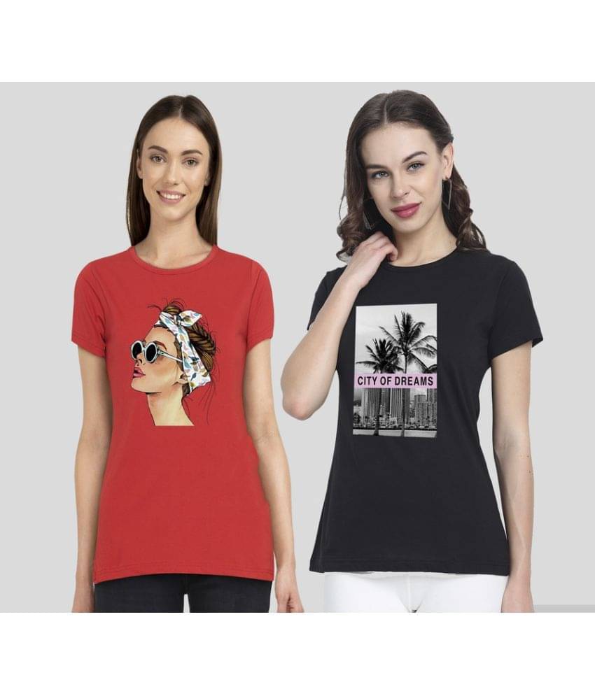 CHOZI Women Cotton Blend Printed Regular Fit Round Neck T-Shirt ( Multi Color ) CHOZI Women Cotton Blend Printed Regular Fit Round Neck T-Shirt ( Multi Color )