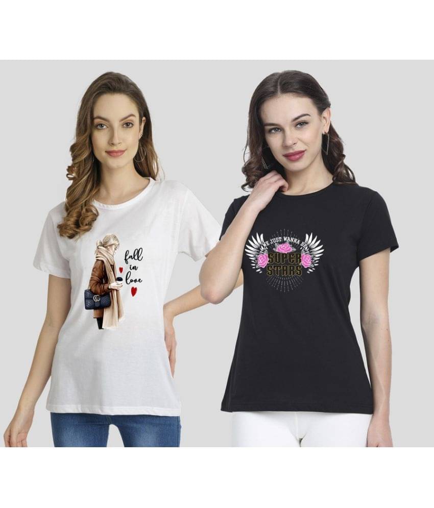 CHOZI Women Cotton Blend Printed Regular Fit Round Neck T-Shirt ( Multi Color ) CHOZI Women Cotton Blend Printed Regular Fit Round Neck T-Shirt ( Multi Color )
