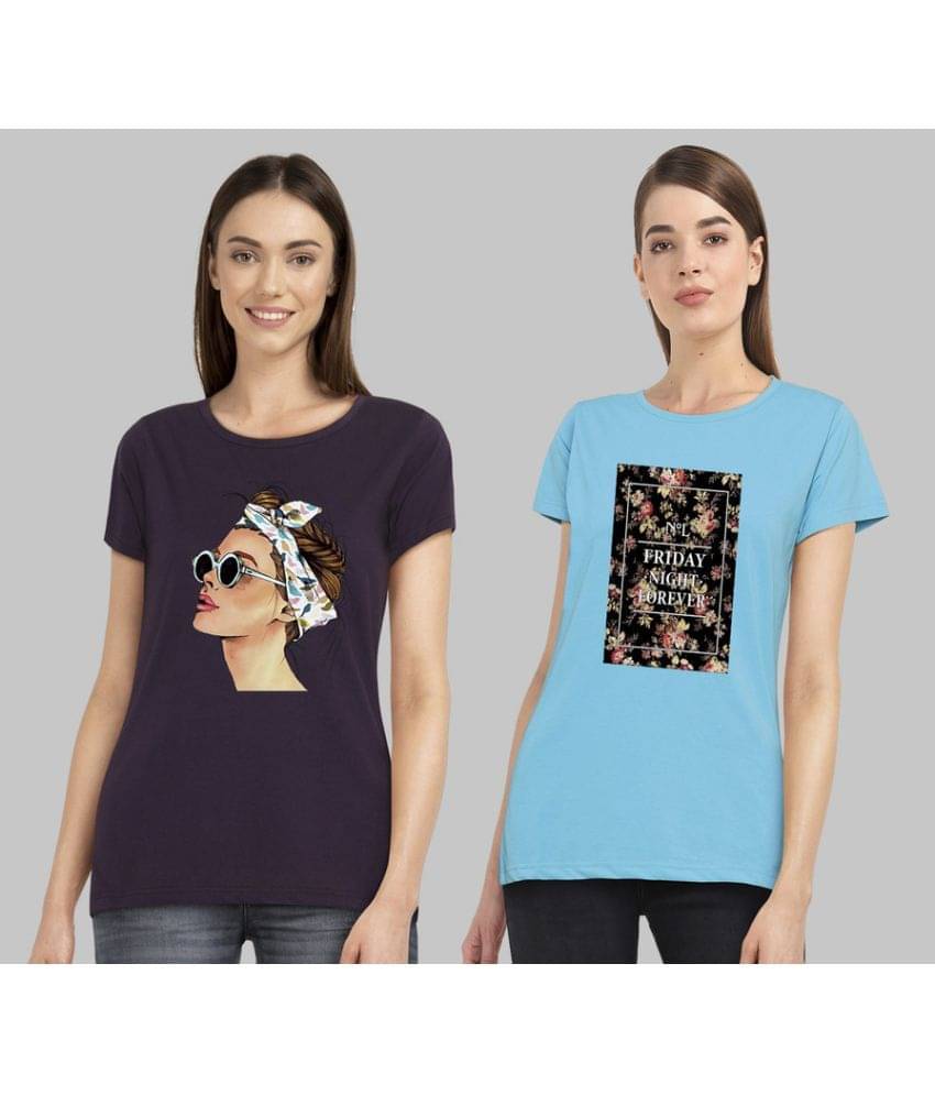 CHOZI Women Cotton Blend Printed Regular Fit Round Neck T-Shirt ( Multi Color ) CHOZI Women Cotton Blend Printed Regular Fit Round Neck T-Shirt ( Multi Color )