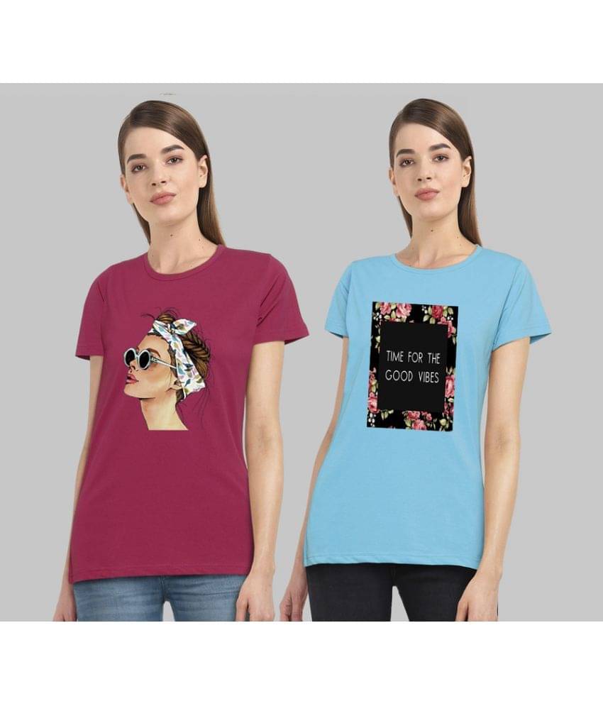 CHOZI Women Cotton Blend Printed Regular Fit Round Neck T-Shirt ( Multi Color ) CHOZI Women Cotton Blend Printed Regular Fit Round Neck T-Shirt ( Multi Color )