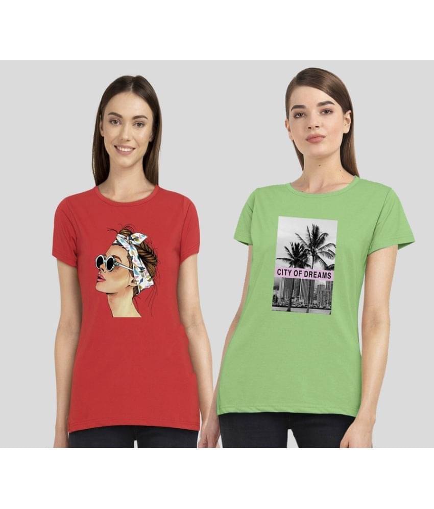 CHOZI Women Cotton Blend Printed Regular Fit Round Neck T-Shirt ( Multi Color ) CHOZI Women Cotton Blend Printed Regular Fit Round Neck T-Shirt ( Multi Color )