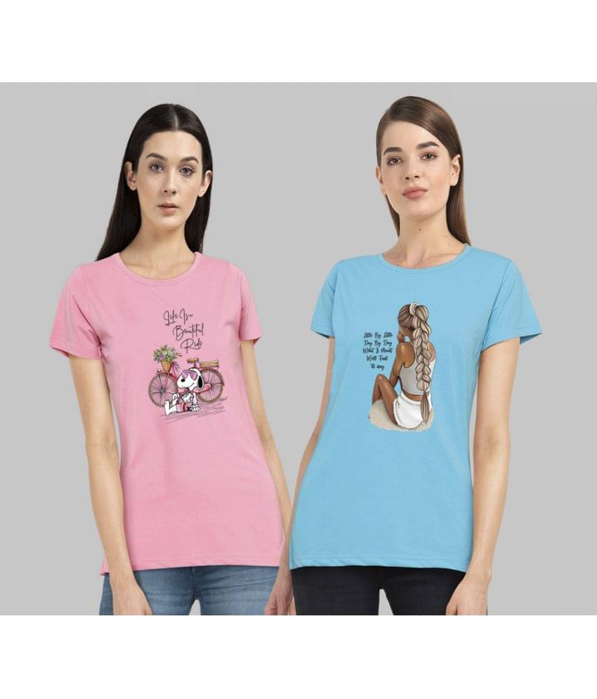 CHOZI Women Cotton Blend Printed Regular Fit Round Neck T-Shirt ( Multi Color ) CHOZI Women Cotton Blend Printed Regular Fit Round Neck T-Shirt ( Multi Color )