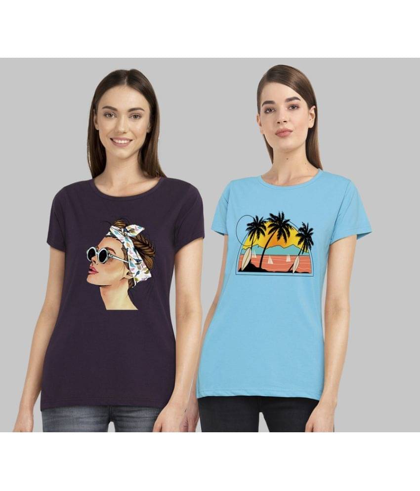 CHOZI Women Cotton Blend Printed Regular Fit Round Neck T-Shirt ( Multi Color ) CHOZI Women Cotton Blend Printed Regular Fit Round Neck T-Shirt ( Multi Color )