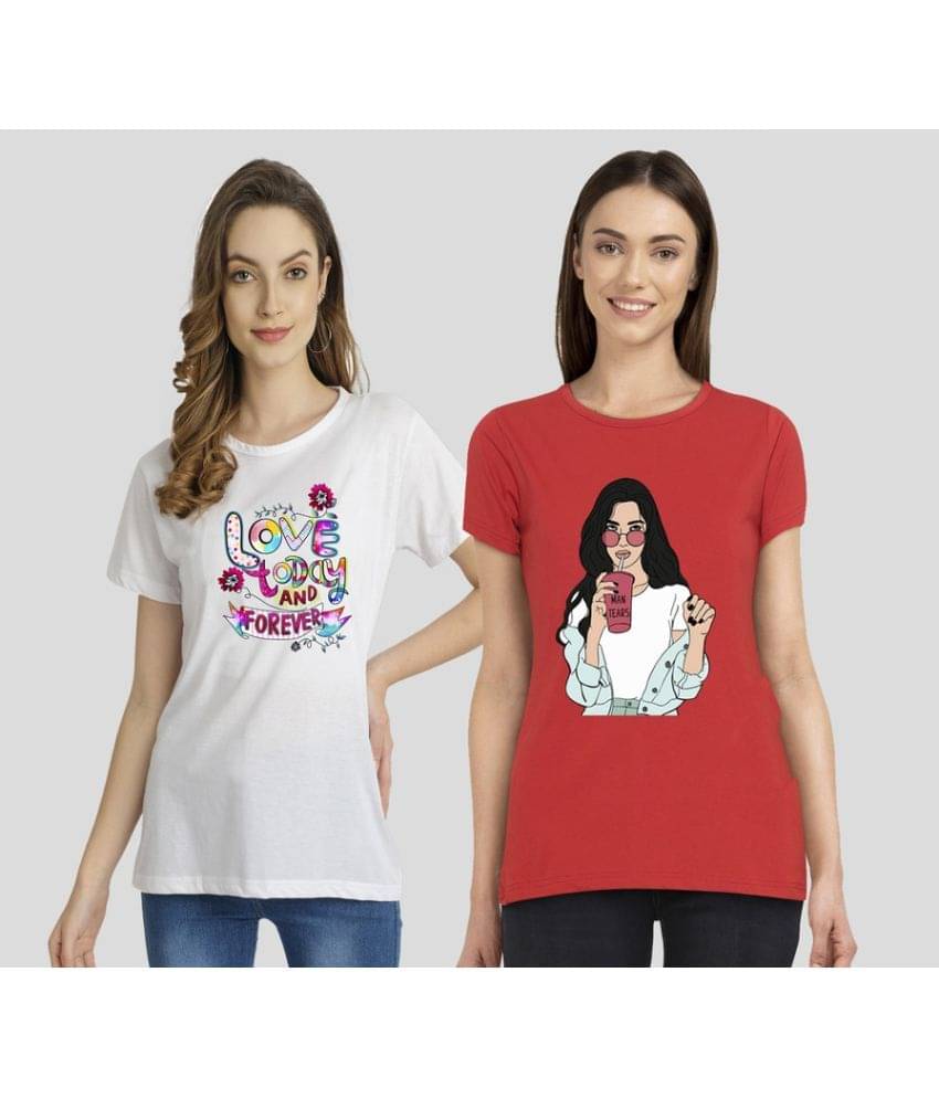 CHOZI Women Cotton Blend Printed Regular Fit Round Neck T-Shirt ( Multi Color ) CHOZI Women Cotton Blend Printed Regular Fit Round Neck T-Shirt ( Multi Color )
