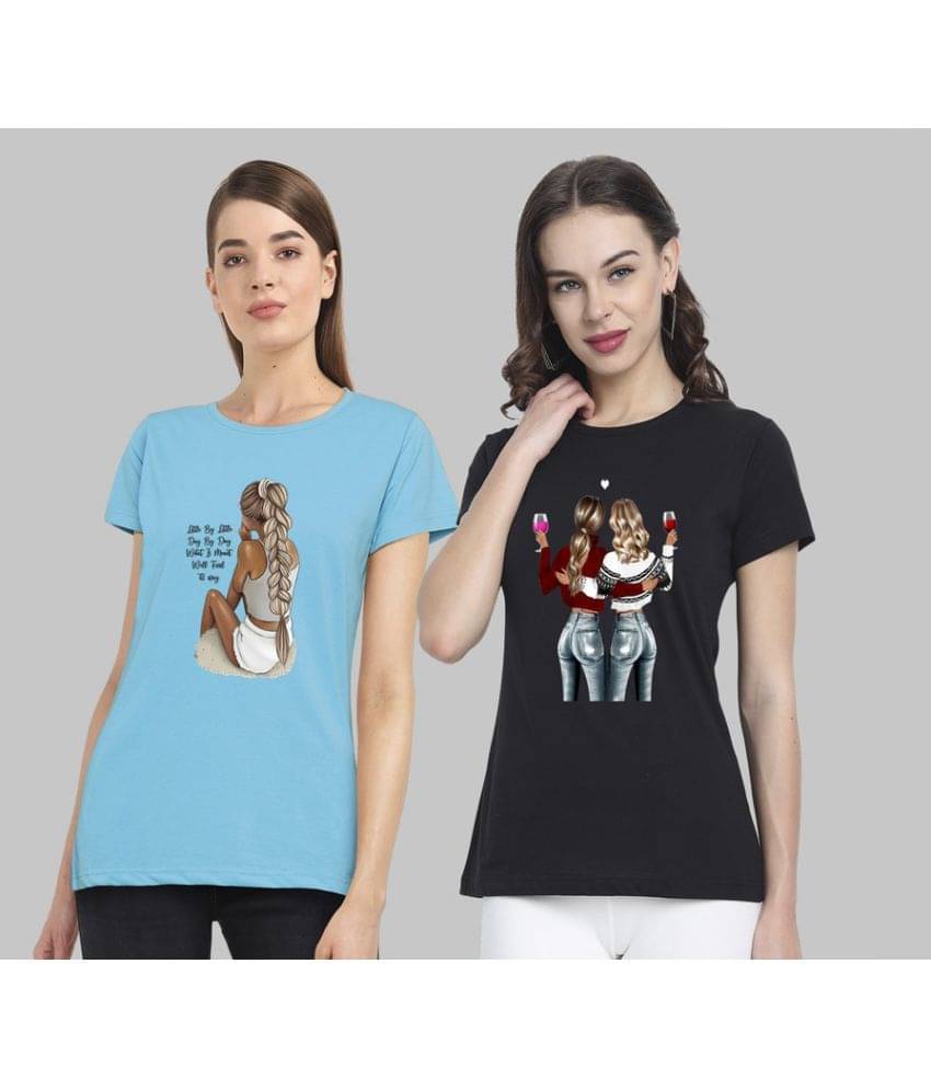     			CHOZI Women Cotton Blend Printed Regular Fit Round Neck T-Shirt ( Multi Color )