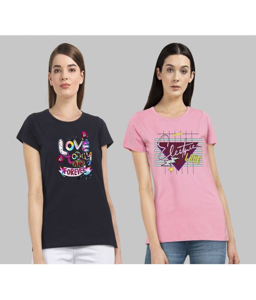     			CHOZI Women Cotton Blend Printed Regular Fit Round Neck T-Shirt ( Multi Color )
