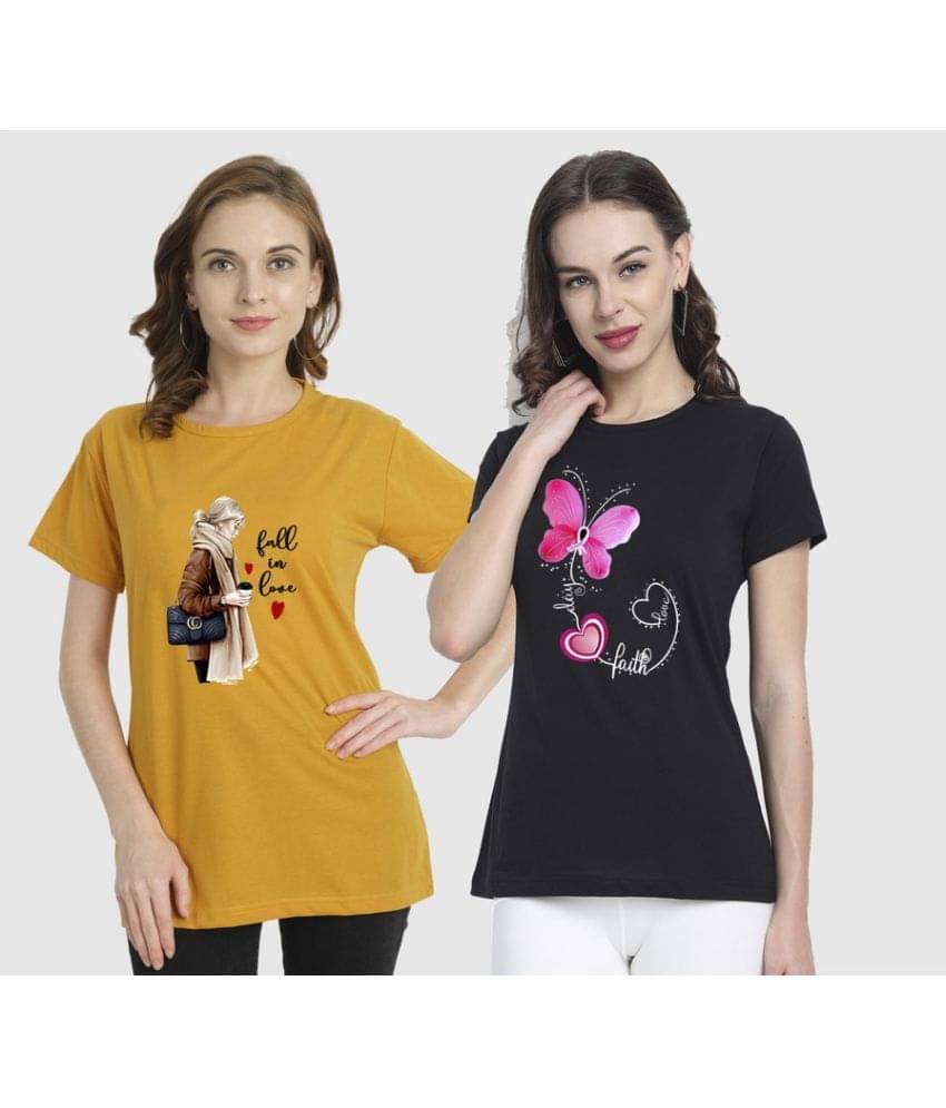     			CHOZI Women Cotton Blend Printed Regular Fit Round Neck T-Shirt ( Multi Color )