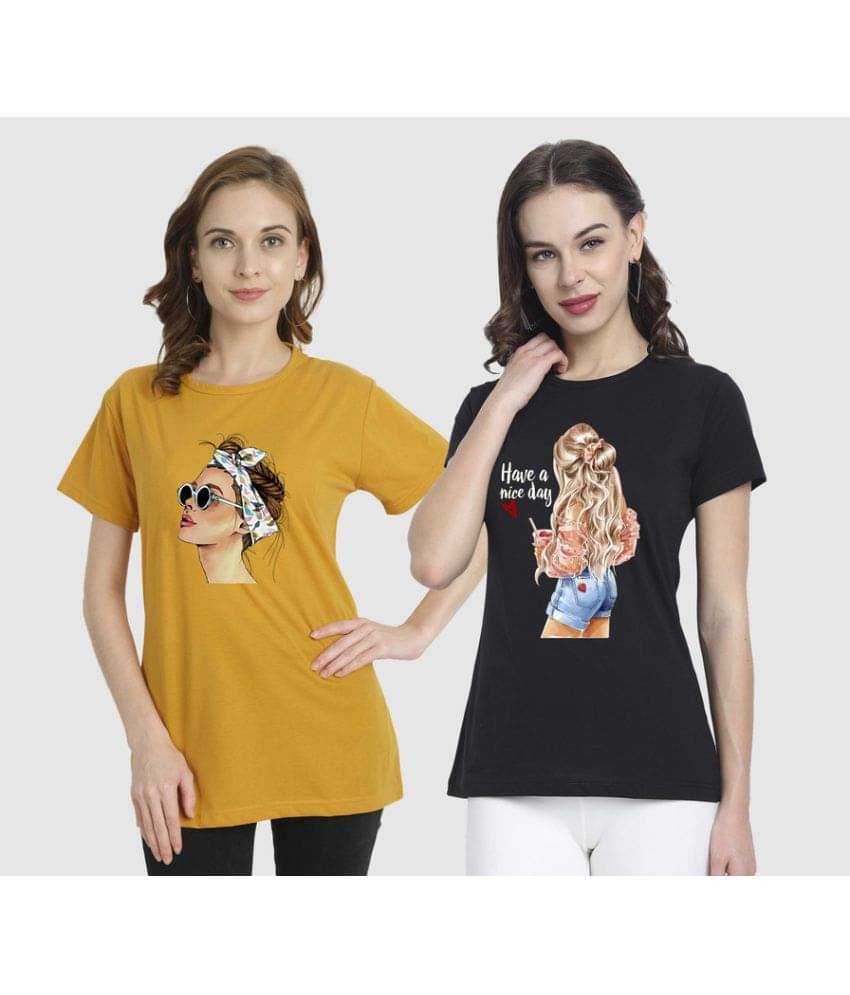 CHOZI Women Cotton Blend Printed Regular Fit Round Neck T-Shirt ( Multi Color ) CHOZI Women Cotton Blend Printed Regular Fit Round Neck T-Shirt ( Multi Color )