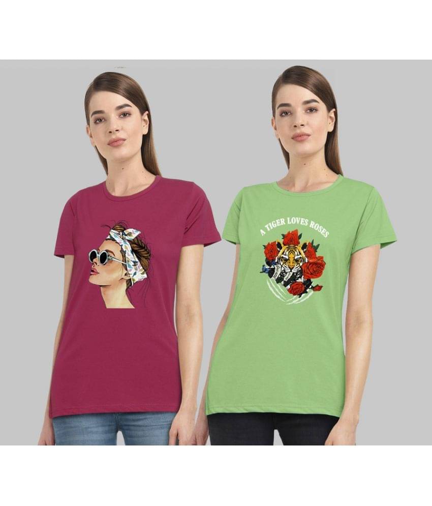 CHOZI Women Cotton Blend Printed Regular Fit Round Neck T-Shirt ( Multi Color ) CHOZI Women Cotton Blend Printed Regular Fit Round Neck T-Shirt ( Multi Color )