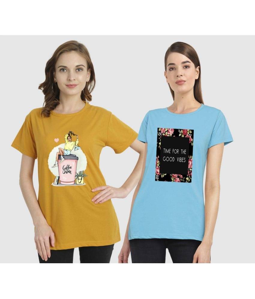 CHOZI Women Cotton Blend Printed Regular Fit Round Neck T-Shirt ( Multi Color ) CHOZI Women Cotton Blend Printed Regular Fit Round Neck T-Shirt ( Multi Color )