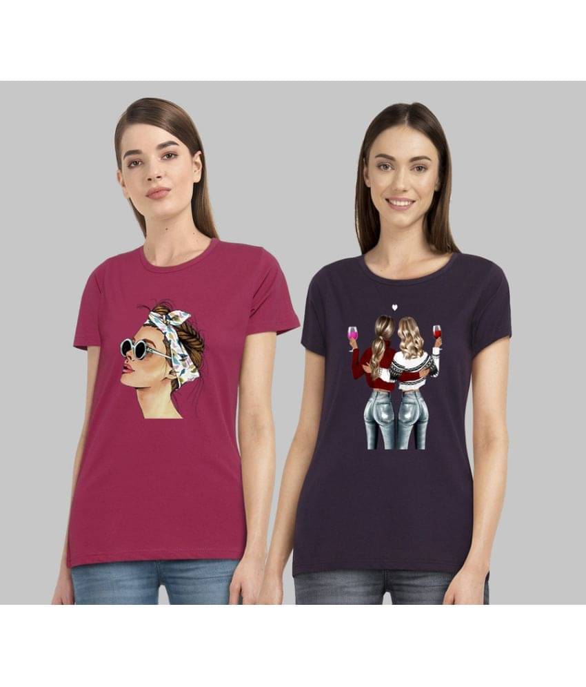 CHOZI Women Cotton Blend Printed Regular Fit Round Neck T-Shirt ( Multi Color ) CHOZI Women Cotton Blend Printed Regular Fit Round Neck T-Shirt ( Multi Color )