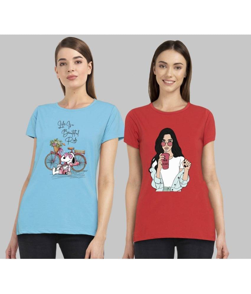 CHOZI Women Cotton Blend Printed Regular Fit Round Neck T-Shirt ( Multi Color ) CHOZI Women Cotton Blend Printed Regular Fit Round Neck T-Shirt ( Multi Color )
