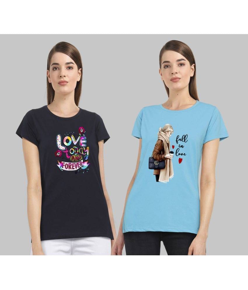     			CHOZI Women Cotton Blend Printed Regular Fit Round Neck T-Shirt ( Multi Color )