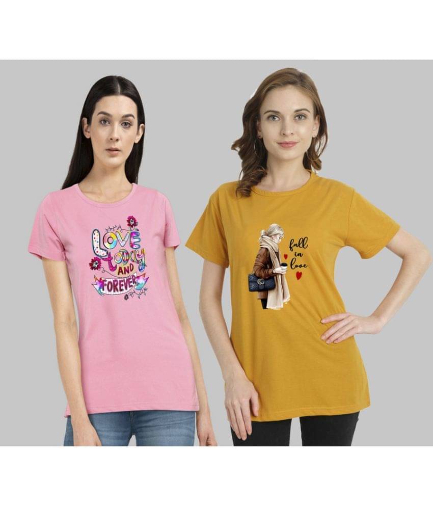     			CHOZI Women Cotton Blend Printed Regular Fit Round Neck T-Shirt ( Multi Color )