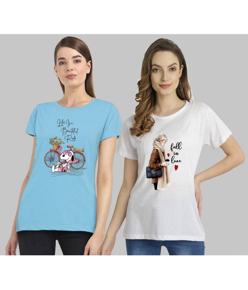     			CHOZI Women Cotton Blend Printed Regular Fit Round Neck T-Shirt ( Multi Color )