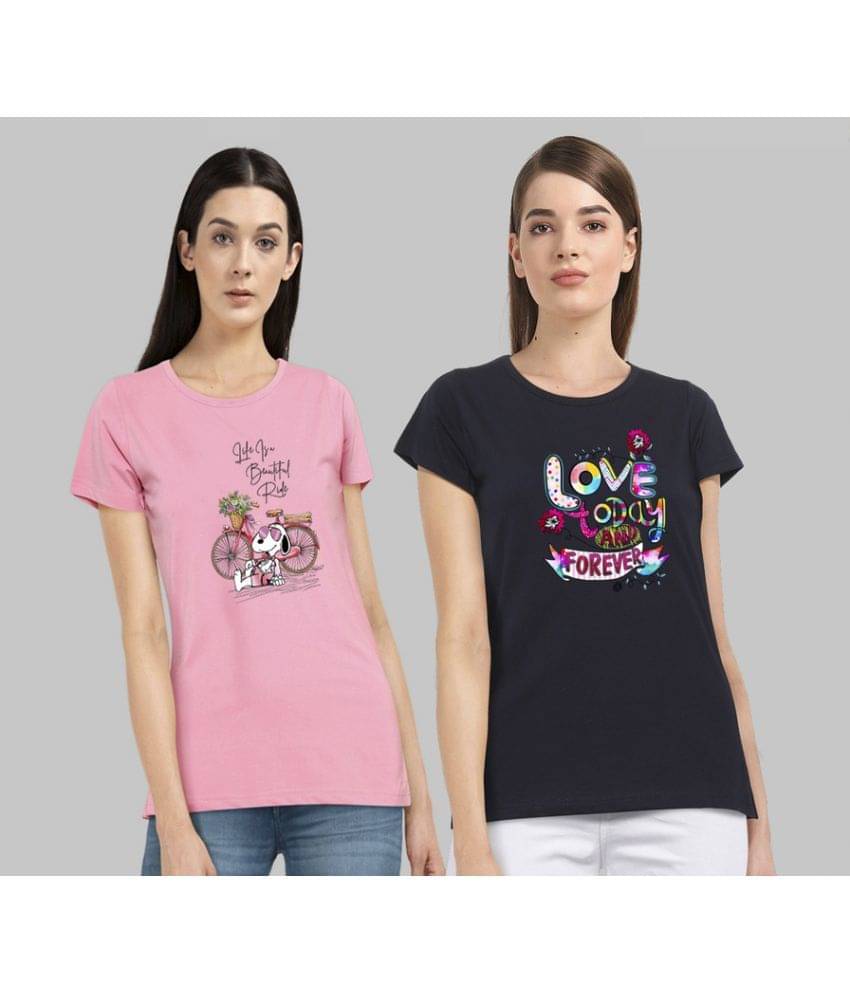     			CHOZI Women Cotton Blend Printed Regular Fit Round Neck T-Shirt ( Multi Color )