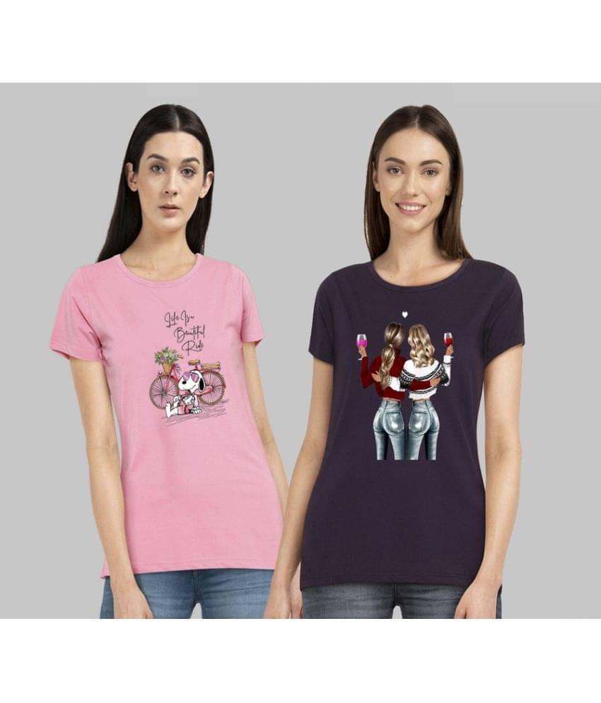 CHOZI Women Cotton Blend Printed Regular Fit Round Neck T-Shirt ( Multi Color ) CHOZI Women Cotton Blend Printed Regular Fit Round Neck T-Shirt ( Multi Color )
