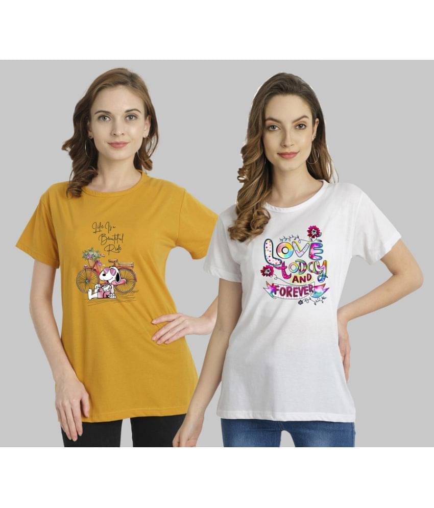 CHOZI Women Cotton Blend Printed Regular Fit Round Neck T-Shirt ( Multi Color ) CHOZI Women Cotton Blend Printed Regular Fit Round Neck T-Shirt ( Multi Color )