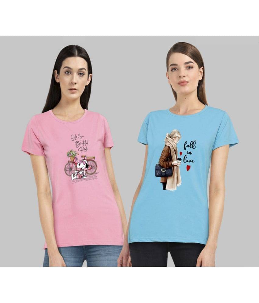 CHOZI Women Cotton Blend Printed Regular Fit Round Neck T-Shirt ( Multi Color ) CHOZI Women Cotton Blend Printed Regular Fit Round Neck T-Shirt ( Multi Color )