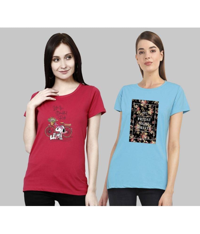 CHOZI Women Cotton Blend Printed Regular Fit Round Neck T-Shirt ( Multi Color )     			CHOZI Women Cotton Blend Printed Regular Fit Round Neck T-Shirt ( Multi Color )
