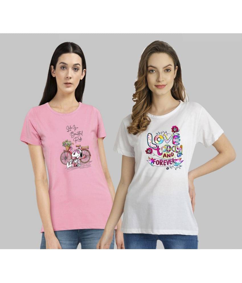 CHOZI Women Cotton Blend Printed Regular Fit Round Neck T-Shirt ( Multi Color ) CHOZI Women Cotton Blend Printed Regular Fit Round Neck T-Shirt ( Multi Color )