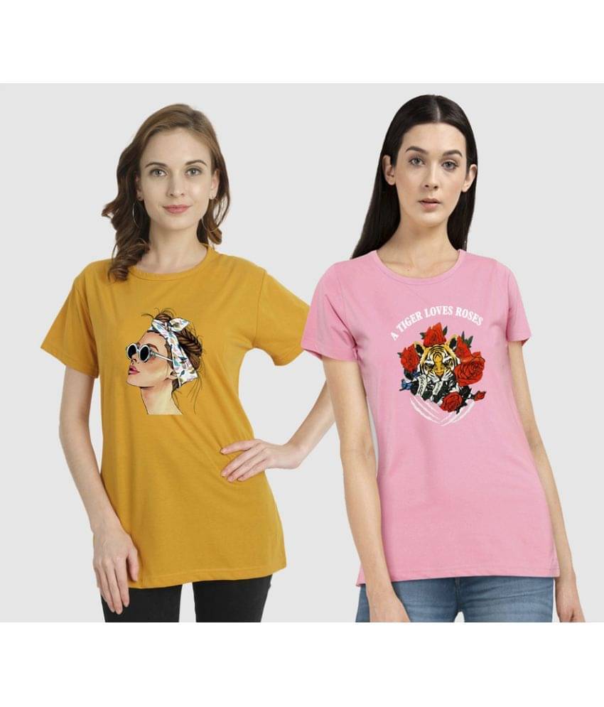 CHOZI Women Cotton Blend Printed Regular Fit Round Neck T-Shirt ( Multi Color ) CHOZI Women Cotton Blend Printed Regular Fit Round Neck T-Shirt ( Multi Color )