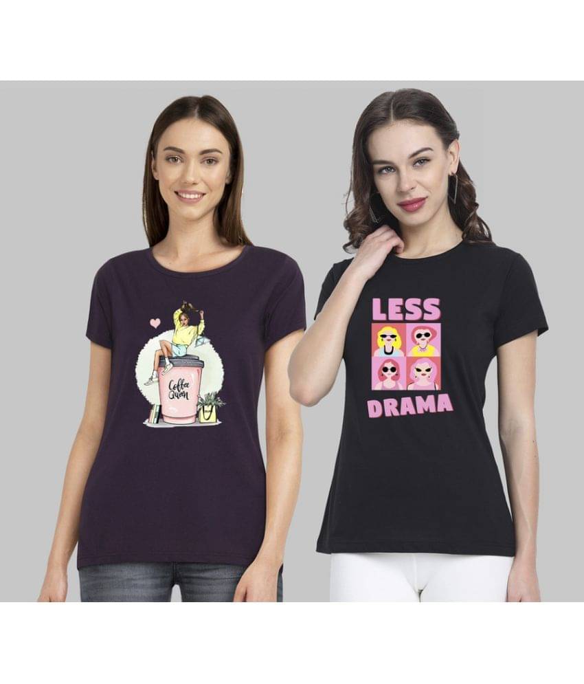 CHOZI Women Cotton Blend Printed Regular Fit Round Neck T-Shirt ( Multi Color ) CHOZI Women Cotton Blend Printed Regular Fit Round Neck T-Shirt ( Multi Color )