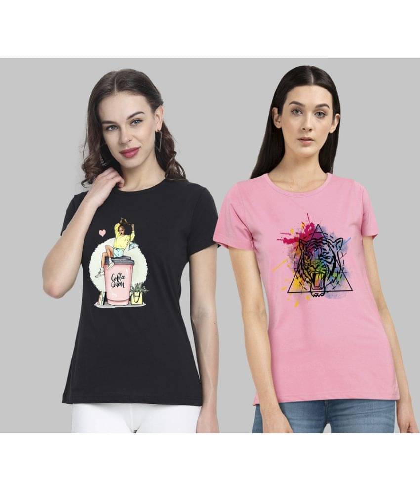 CHOZI Women Cotton Blend Printed Regular Fit Round Neck T-Shirt ( Multi Color ) CHOZI Women Cotton Blend Printed Regular Fit Round Neck T-Shirt ( Multi Color )