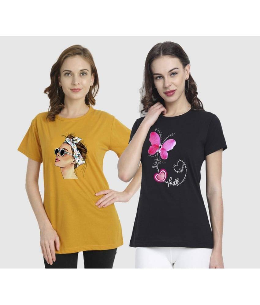 CHOZI Women Cotton Blend Printed Regular Fit Round Neck T-Shirt ( Multi Color ) CHOZI Women Cotton Blend Printed Regular Fit Round Neck T-Shirt ( Multi Color )