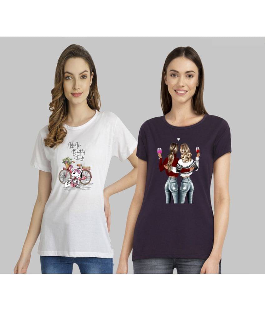 CHOZI Women Cotton Blend Printed Regular Fit Round Neck T-Shirt ( Multi Color ) CHOZI Women Cotton Blend Printed Regular Fit Round Neck T-Shirt ( Multi Color )