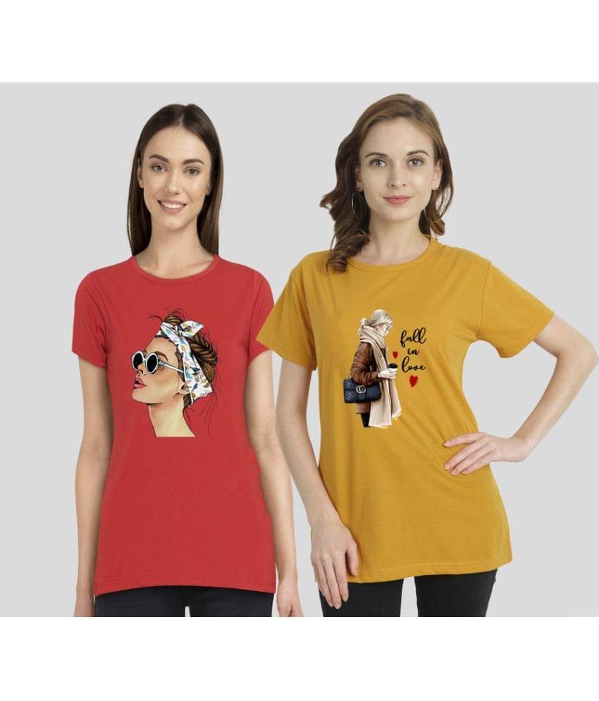 CHOZI Women Cotton Blend Printed Regular Fit Round Neck T-Shirt ( Multi Color ) CHOZI Women Cotton Blend Printed Regular Fit Round Neck T-Shirt ( Multi Color )