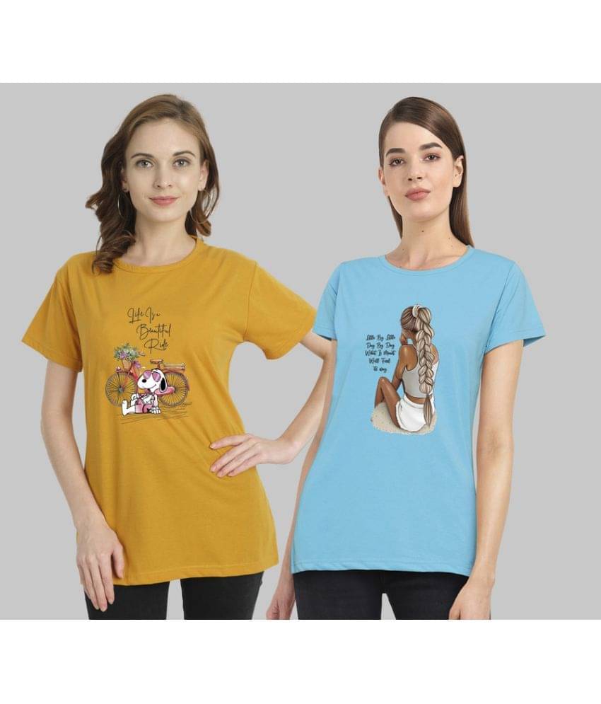     			CHOZI Women Cotton Blend Printed Regular Fit Round Neck T-Shirt ( Multi Color )