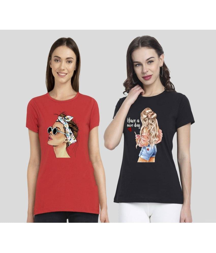 CHOZI Women Cotton Blend Printed Regular Fit Round Neck T-Shirt ( Multi Color ) CHOZI Women Cotton Blend Printed Regular Fit Round Neck T-Shirt ( Multi Color )