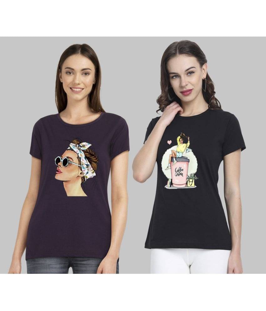 CHOZI Women Cotton Blend Printed Regular Fit Round Neck T-Shirt ( Multi Color ) CHOZI Women Cotton Blend Printed Regular Fit Round Neck T-Shirt ( Multi Color )