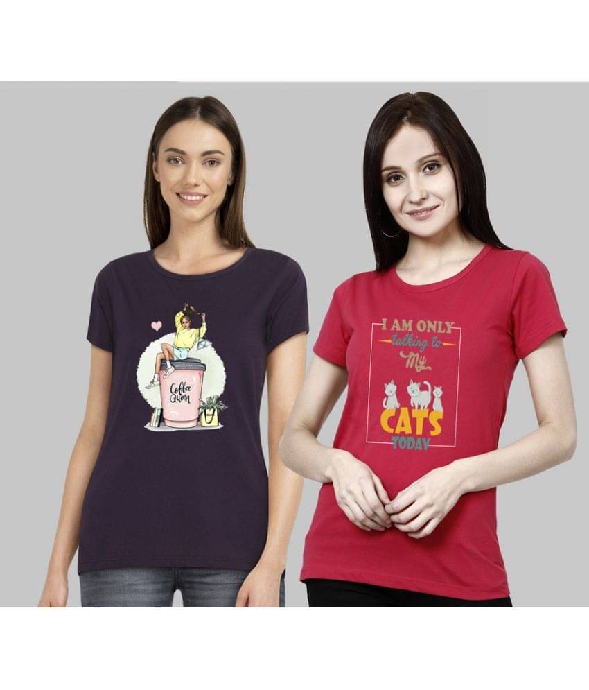 CHOZI Women Cotton Blend Printed Regular Fit Round Neck T-Shirt ( Multi Color ) CHOZI Women Cotton Blend Printed Regular Fit Round Neck T-Shirt ( Multi Color )