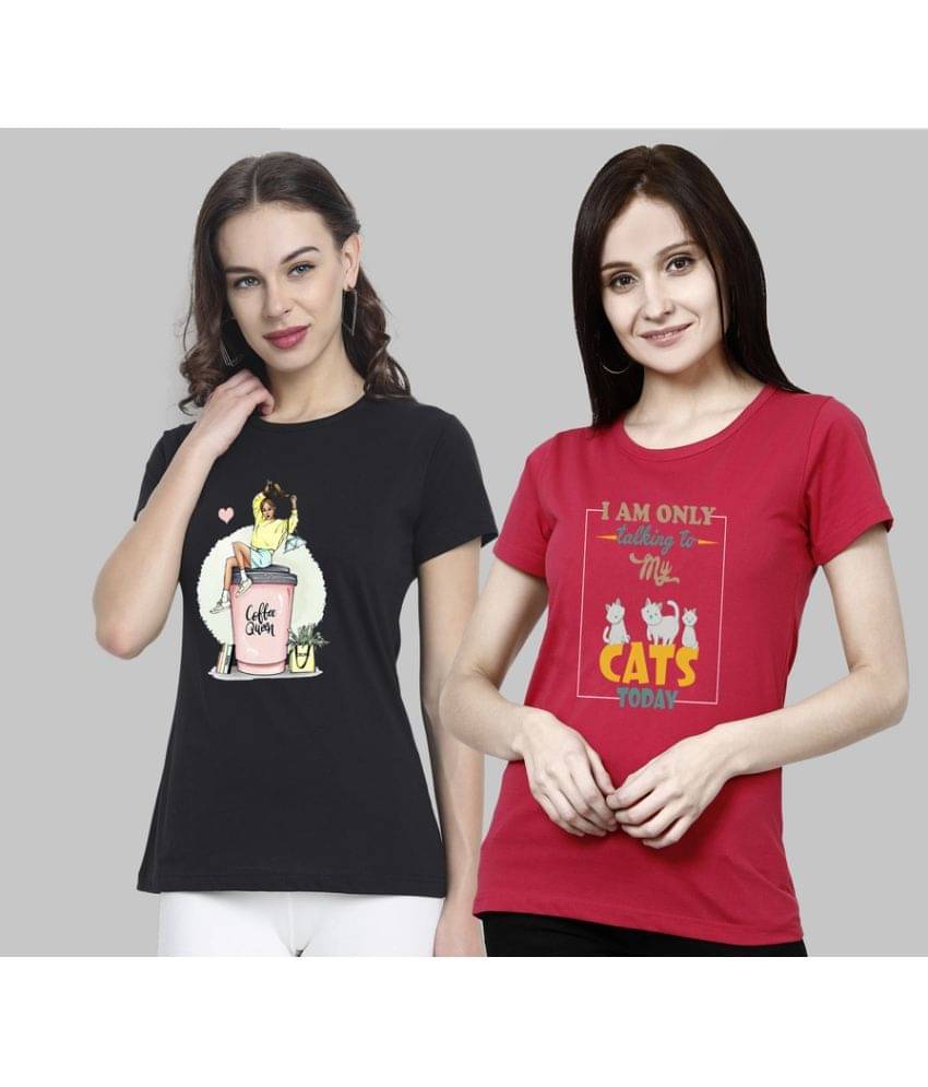 CHOZI Women Cotton Blend Printed Regular Fit Round Neck T-Shirt ( Multi Color ) CHOZI Women Cotton Blend Printed Regular Fit Round Neck T-Shirt ( Multi Color )