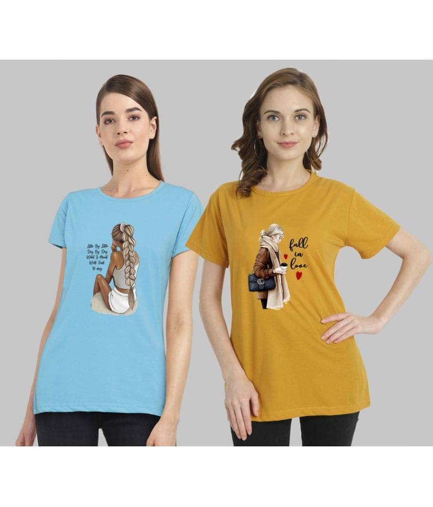     			CHOZI Women Cotton Blend Printed Regular Fit Round Neck T-Shirt ( Multi Color )