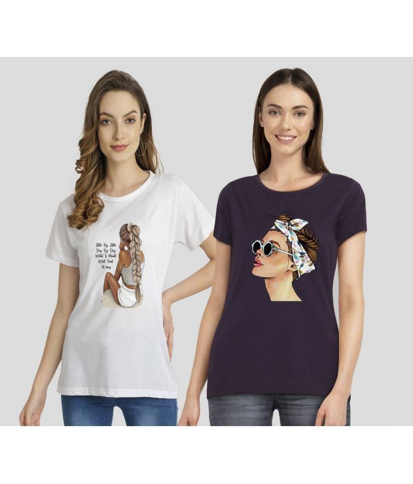 CHOZI Women Cotton Blend Printed Regular Fit Round Neck T-Shirt ( Multi Color ) CHOZI Women Cotton Blend Printed Regular Fit Round Neck T-Shirt ( Multi Color )