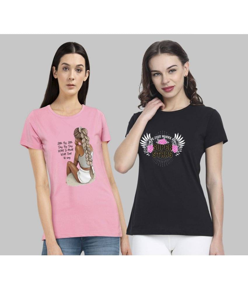     			CHOZI Women Cotton Blend Printed Regular Fit Round Neck T-Shirt ( Multi Color )