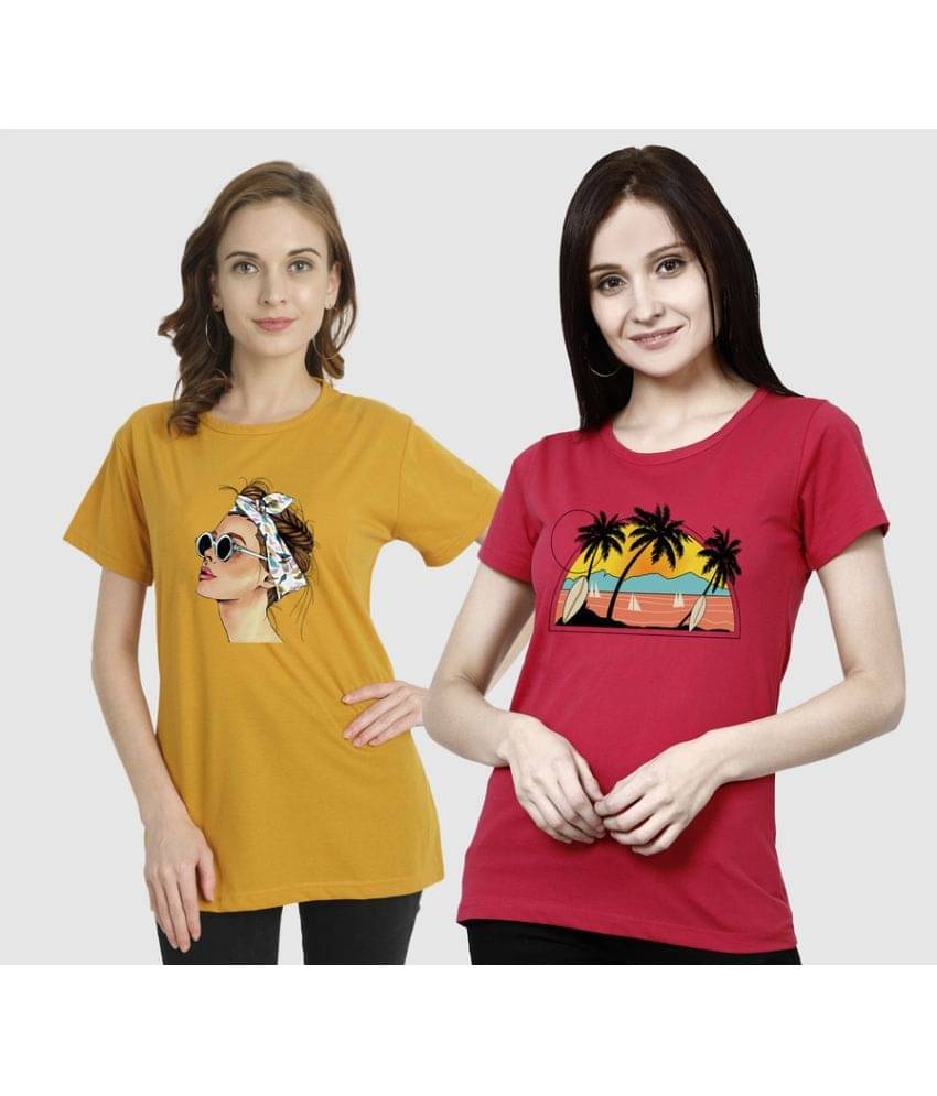     			CHOZI Women Cotton Blend Printed Regular Fit Round Neck T-Shirt ( Multi Color )